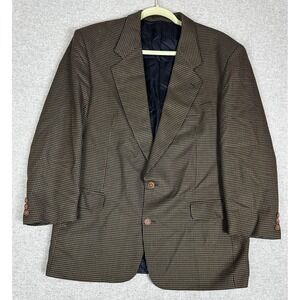 Ferrini Blazer Mens 44R Brown‎ Wool Houndstooth Sport Coat Jacket 2 Button